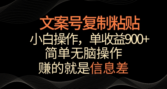 文案号掘金，简单复制粘贴，小白操作，单作品收益900+【揭秘】_微雨项目网