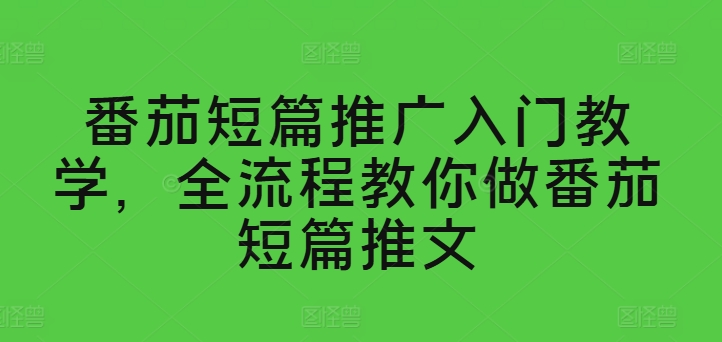 番茄短篇推广入门教学，全流程教你做番茄短篇推文_微雨项目网