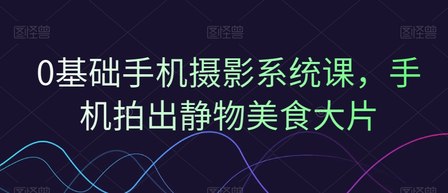 0基础手机摄影系统课，手机拍出静物美食大片_微雨项目网