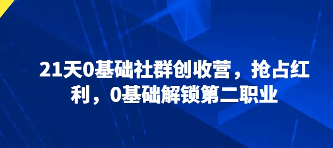 21天0基础社群创收营，抢占红利，0基础解锁第二职业_微雨项目网