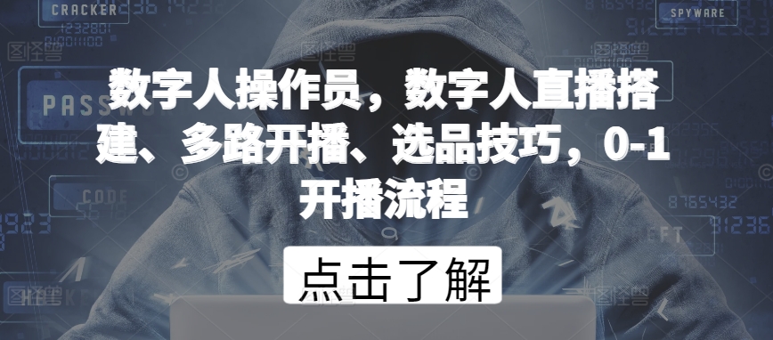 数字人操作员，数字人直播搭建、多路开播、选品技巧，0-1开播流程_微雨项目网