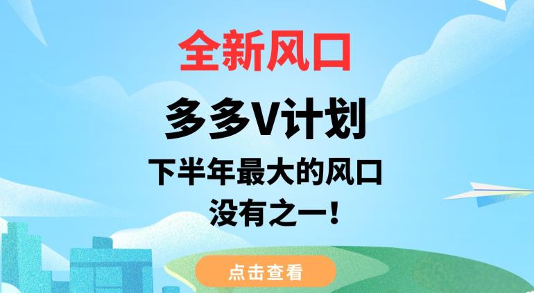 全新风口，多多V计划，下半年最大的风口项目，没有之一【揭秘】_微雨项目网