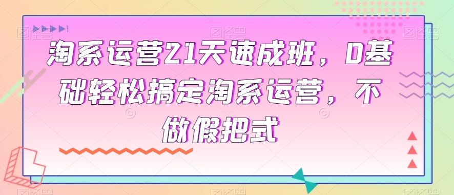 淘系运营21天速成班，0基础轻松搞定淘系运营，不做假把式_微雨项目网