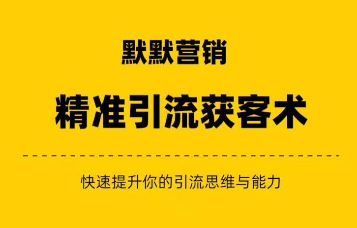默默营销·精准引流+私域营销+逆袭赚钱（三件套）快速提升你的赚钱认知与营销思维_微雨项目网