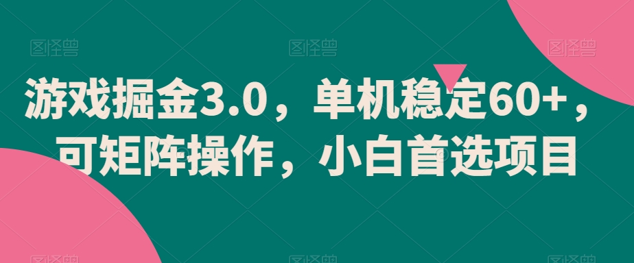 游戏掘金3.0，单机稳定60+，可矩阵操作，小白首选项目【揭秘】_微雨项目网