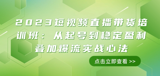 2023短视频直播带货培训班：从起号到稳定盈利叠加爆流实战心法（11节课）_微雨项目网