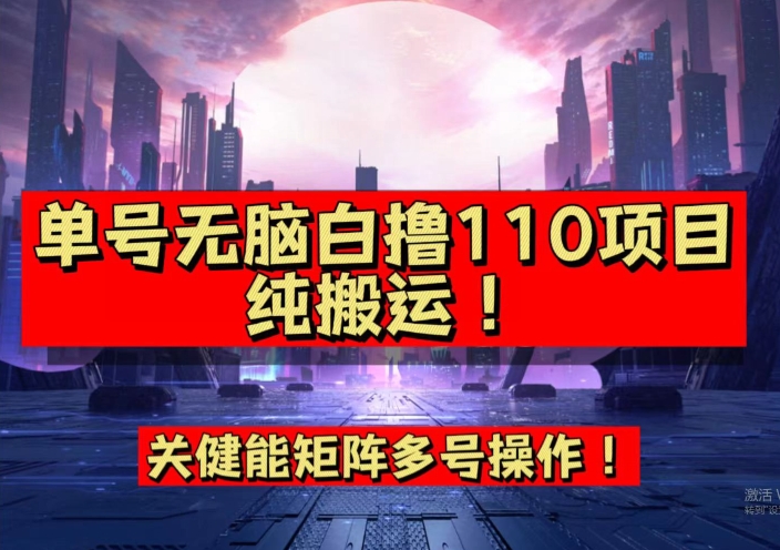 9月全网首发，单号直接白撸110！可多号操作，无脑搬运复制粘贴【揭秘】_微雨项目网