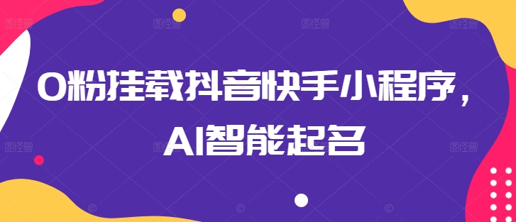0粉挂载抖音快手小程序，AI智能起名_微雨项目网