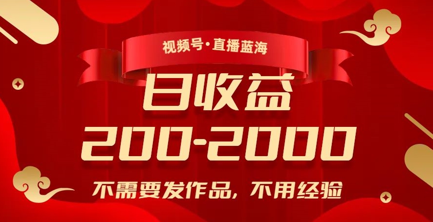 视频号直播蓝海，不需要发作品，不用经验，日入200-2000+【揭秘】_微雨项目网