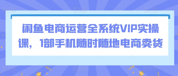 闲鱼电商运营全系统VIP实操课，1部手机随时随地电商卖货_微雨项目网
