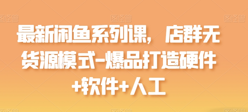 最新闲鱼系列课，店群无货源模式-爆品打造硬件+软件+人工_微雨项目网
