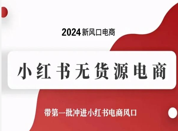 2024新风口电商，小红书无货源电商，带第一批冲进小红书电商风口_微雨项目网