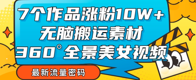 7个作品涨粉10W+，无脑搬运素材，全景美女视频爆款玩法分享【揭秘】_微雨项目网