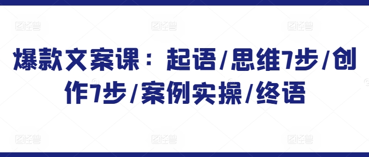 爆款文案课：起语/思维7步/创作7步/案例实操/终语_微雨项目网