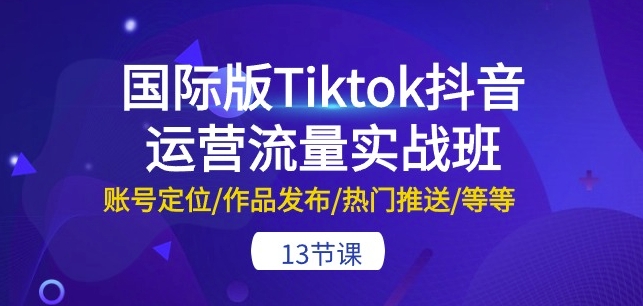 国际版Tiktok抖音运营流量实战班：账号定位/作品发布/热门推送/等等-13节_微雨项目网