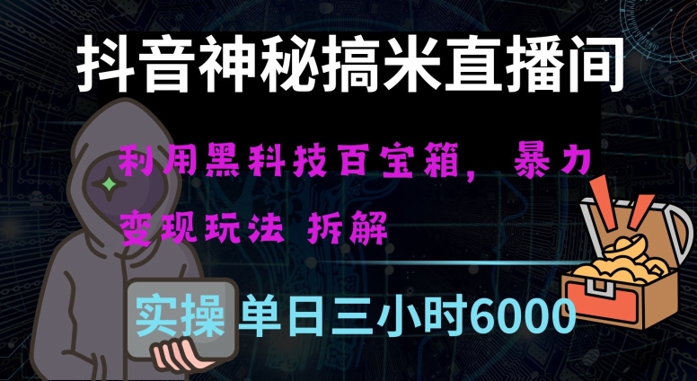 抖音神秘直播间黑科技日入四位数及格暴力项目全方位解读【揭秘】_微雨项目网