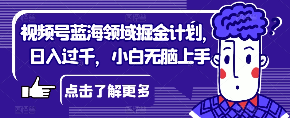 视频号蓝海领域掘金计划，日入过千，小白无脑上手【揭秘】_微雨项目网