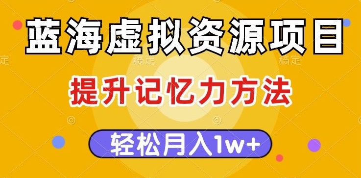 蓝海虚拟资源项目，提升记忆力方法，多种变现方式，轻松月入1w+【揭秘】_微雨项目网