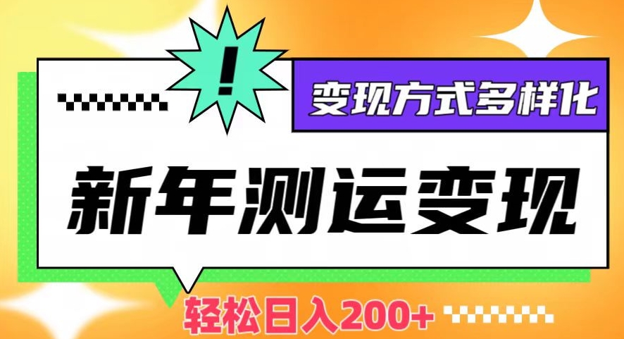 新年运势测试变现，日入200+，几分钟一条作品，变现方式多样化【揭秘】_微雨项目网