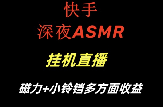 快手深夜ASMR挂机直播，磁力+小铃铛收益（附带工具和5G素材）【揭秘】_微雨项目网