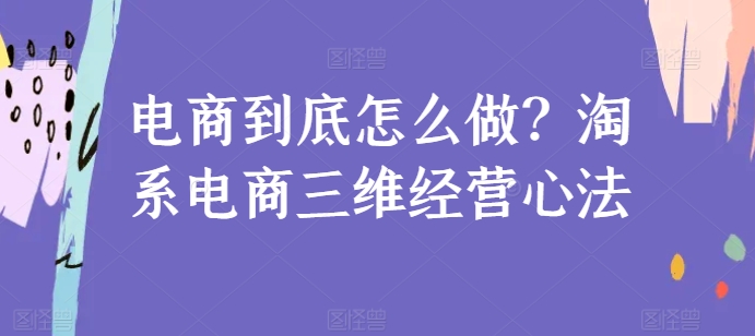 电商到底怎么做？淘系电商三维经营心法_微雨项目网