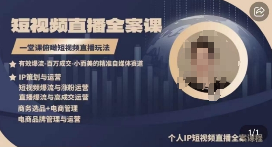 高品质IP短视频直播全案课程，一堂课俯瞰短视频直播玩法_微雨项目网