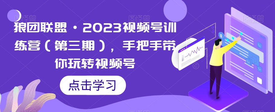 狼团联盟·2023视频号训练营（第三期），手把手带你玩转视频号_微雨项目网