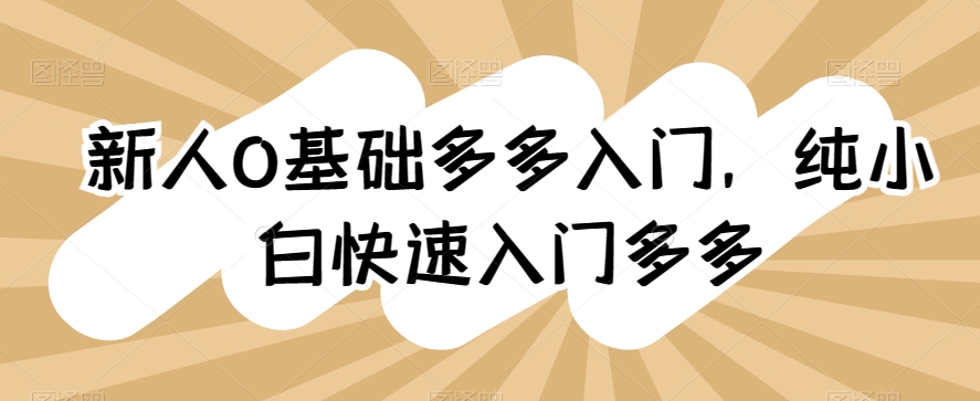 新人0基础多多入门，​纯小白快速入门多多_微雨项目网