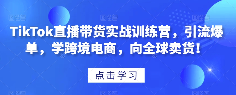 TikTok直播带货实战训练营，引流爆单，学跨境电商，向全球卖货！_微雨项目网