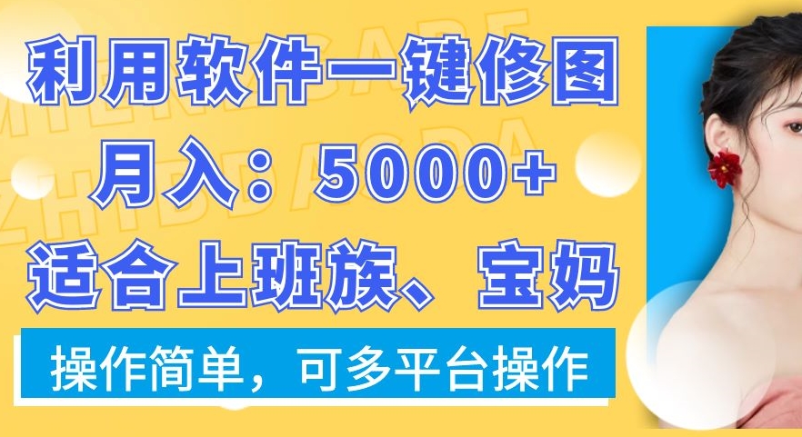 利用软件一键修图月入5000+，适合上班族、宝妈，操作简单，可多平台操作【揭秘】_微雨项目网