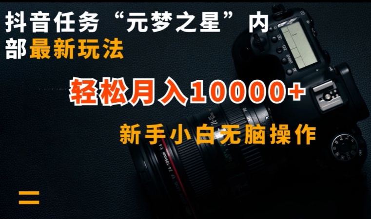 抖音任务“元梦之星”内部最新玩法，新手小白无脑操作，轻松月入10000+【揭秘】_微雨项目网