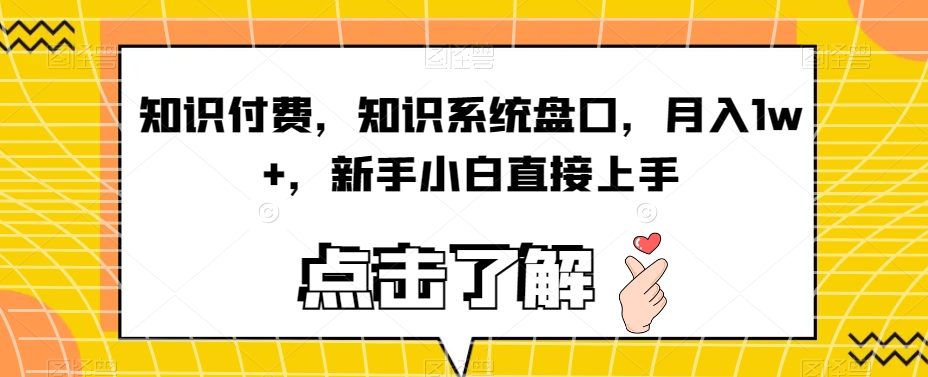 知识付费，知识系统盘口，月入1w+，新手小白直接上手_微雨项目网