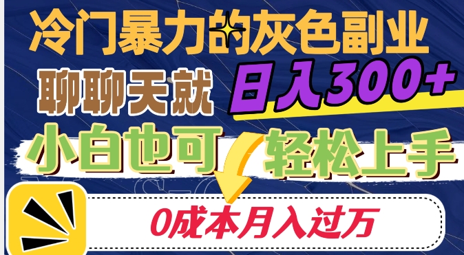 冷门暴利的副业项目，聊聊天就能日入300+，0成本月入过万【揭秘】_微雨项目网