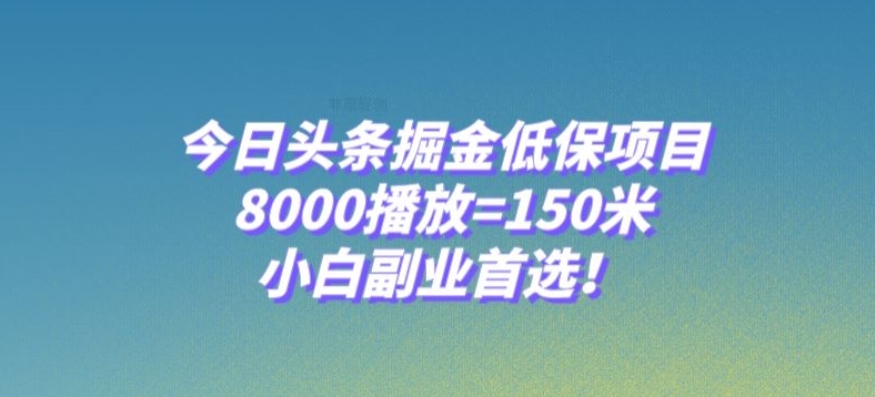 今日头条掘金低保项目，8000播放=150米，小白副业首选【揭秘】_微雨项目网