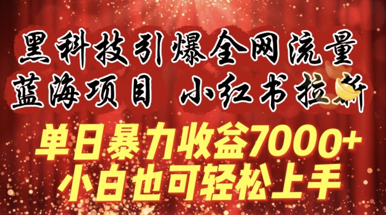 蓝海项目!黑科技引爆全网流量小红书拉新，单日暴力收益7000+，小白也能轻松上手【揭秘】_微雨项目网