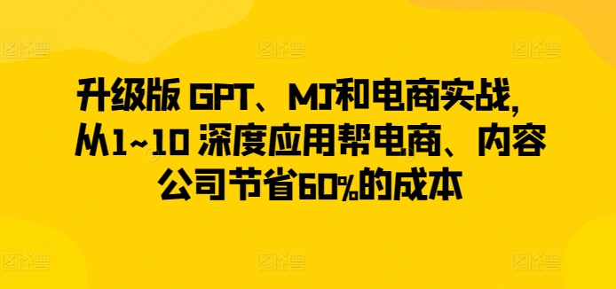 升级版 GPT、MJ和电商实战，从1~10 深度应用帮电商、内容公司节省60%的成本_微雨项目网