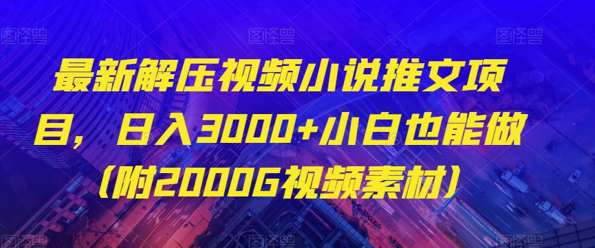 最新解压视频小说推文项目，日入3000+小白也能做（附2000G视频素材）【揭秘】_微雨项目网