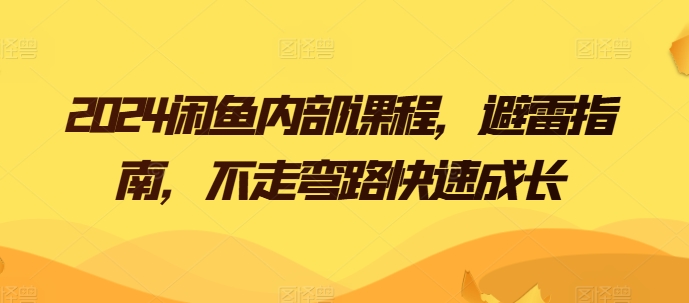 2024闲鱼内部课程，避雷指南，不走弯路快速成长_微雨项目网
