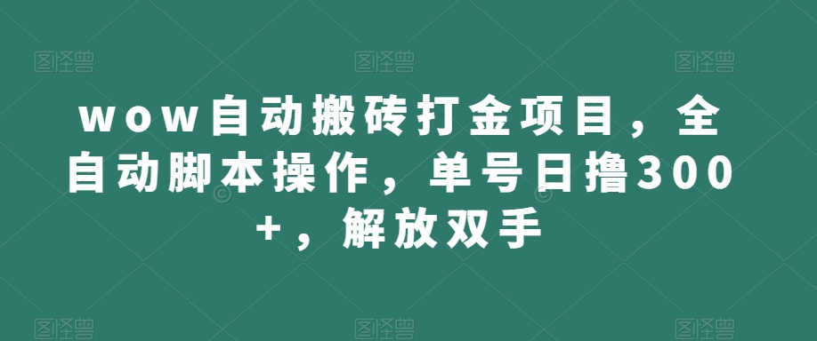 wow自动搬砖打金项目，全自动脚本操作，单号日撸300+，解放双手【揭秘】_微雨项目网