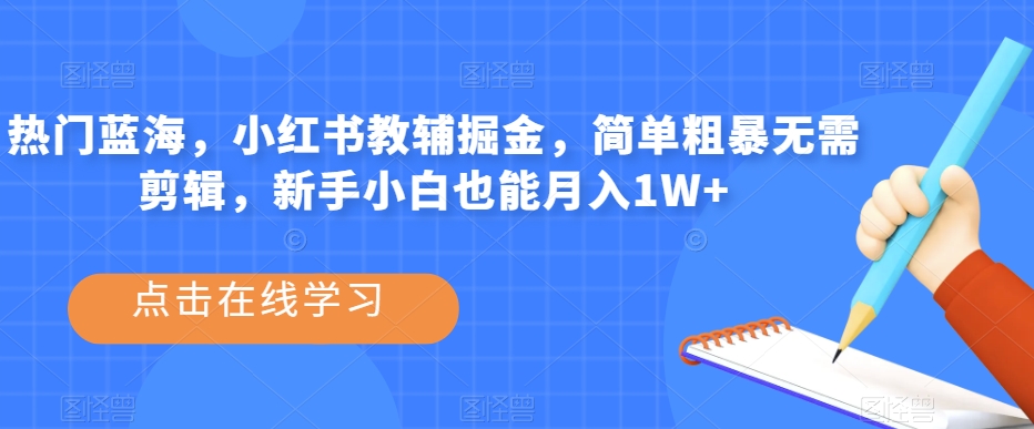 热门蓝海，小红书教辅掘金，简单粗暴无需剪辑，新手小白也能月入1W+【揭秘】_微雨项目网