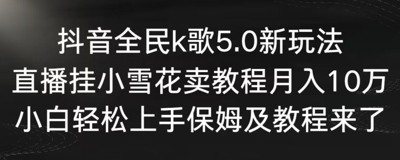 抖音全民k歌5.0新玩法，直播挂小雪花卖教程月入10万，小白轻松上手，保姆及教程来了【揭秘】_微雨项目网
