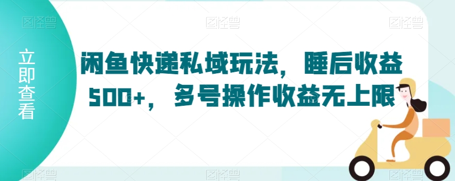 闲鱼快递私域玩法，睡后收益500+，多号操作收益无上限【揭秘】_微雨项目网