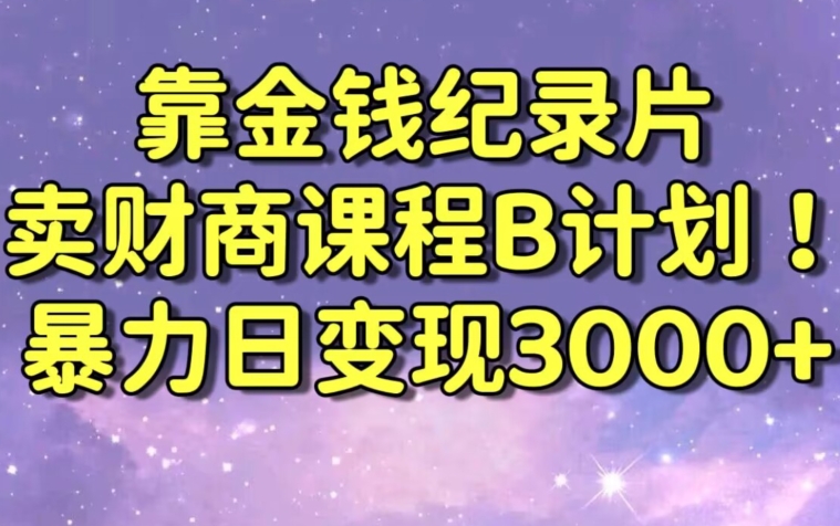 财经纪录片联合财商课程的变现策略，暴力日变现3000+，喂饭级别教学【揭秘】_微雨项目网