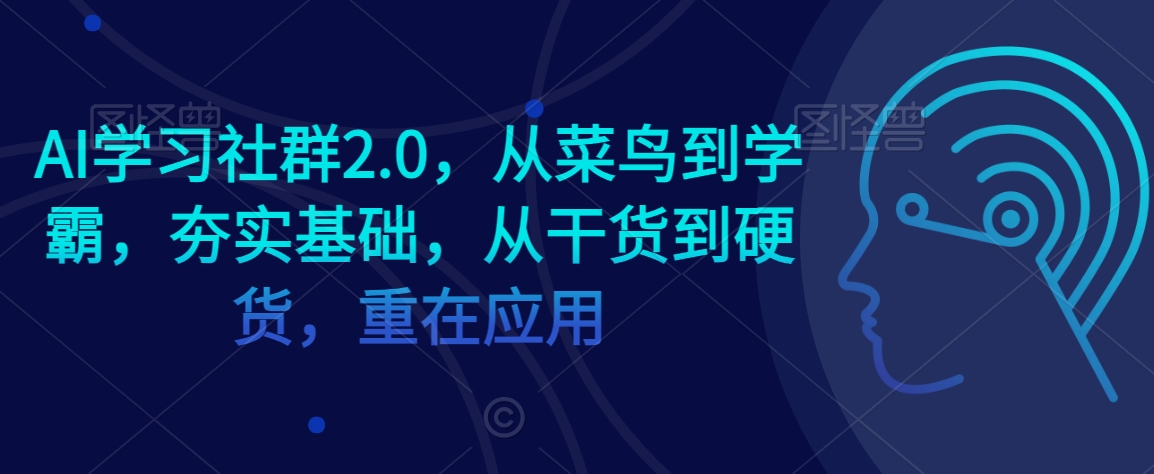 AI学习社群2.0，从菜鸟到学霸，夯实基础，从干货到硬货，重在应用_微雨项目网