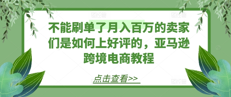 不能刷单了月入百万的卖家们是如何上好评的，亚马逊跨境电商教程_微雨项目网