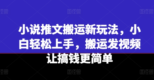 小说推文搬运新玩法，小白轻松上手，搬运发视频让搞钱更简单_微雨项目网