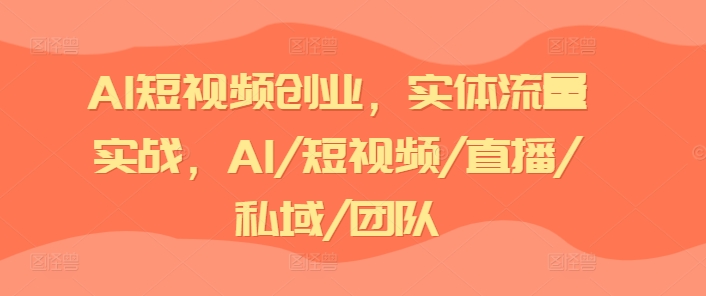 AI短视频创业，实体流量实战，AI/短视频/直播/私域/团队_微雨项目网