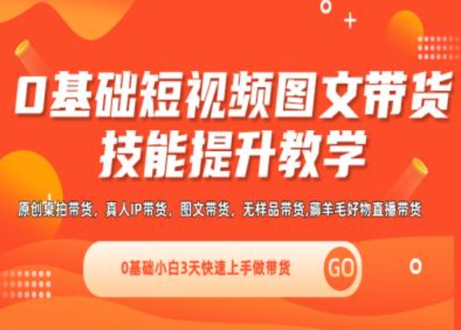 0基础短视频图文带货实操技能提升教学(直播课+视频课),0基础小白3天快速上手做带货_微雨项目网