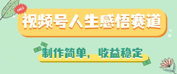 视频号人生感悟赛道，制作简单，收益稳定【揭秘】_微雨项目网