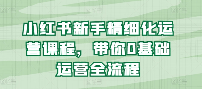 小红书新手精细化运营课程，带你0基础运营全流程_微雨项目网